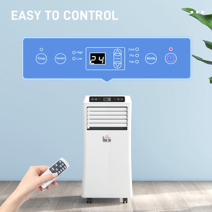 HOMCOM 10000 BTU Air Conditioning Unit, 3-in-1 Portable Air Conditioner, Dehumidifier, Cooling Fan with Remote Control, Digital Display, 2 Speeds, 24H Timer, Window Venting Kit, 18m_