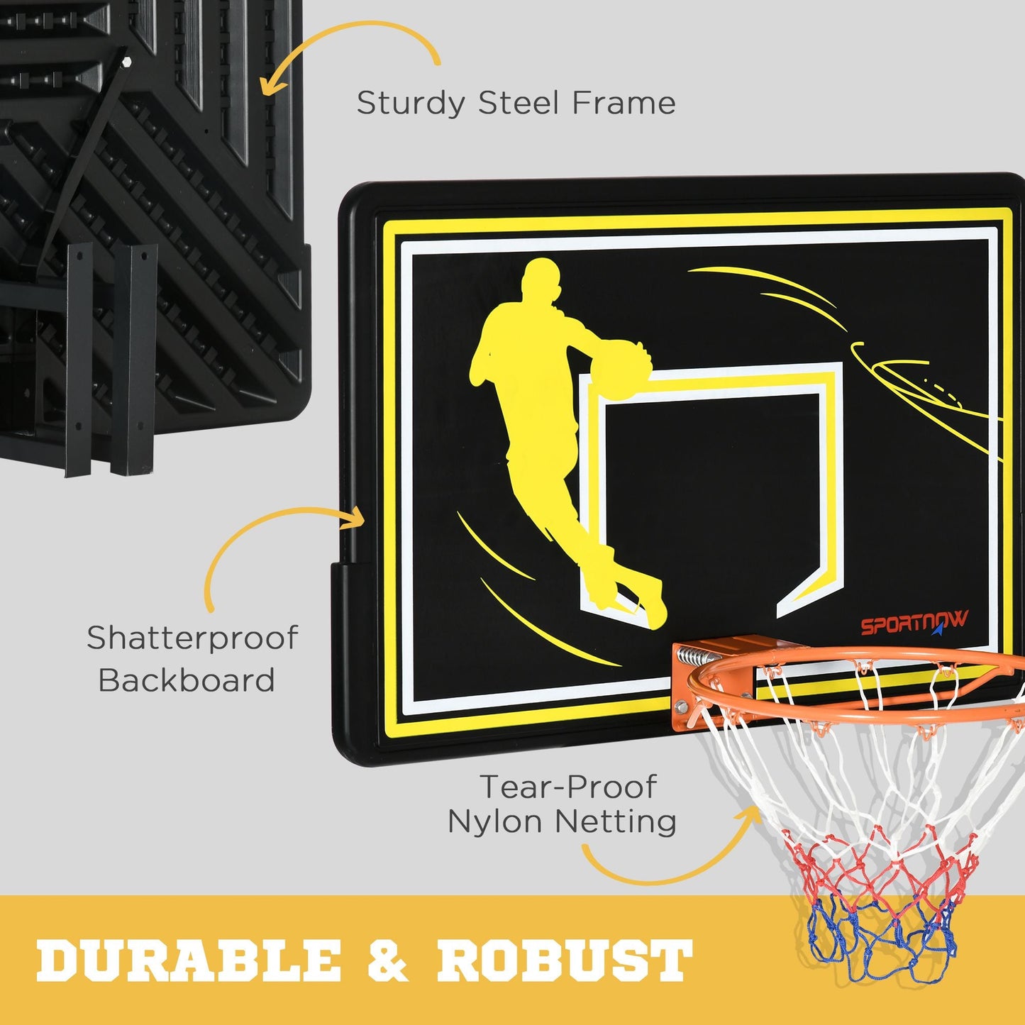 SPORTNOW Wall Mounted Basketball Hoop, Mini Basketball Hoop and Backboard for Kids and Adults, Outdoors and Indoors