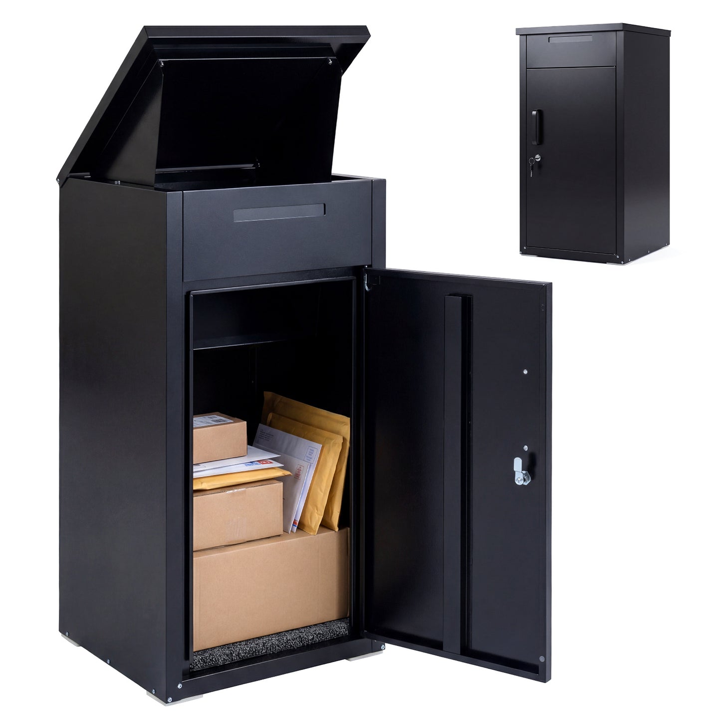 Lockable Delivery Box for Outside with Coded Lock & Anti-Theft Board-Black