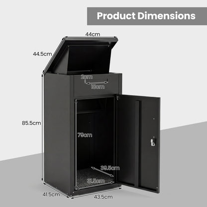 Lockable Delivery Box for Outside with Coded Lock & Anti-Theft Board-Black