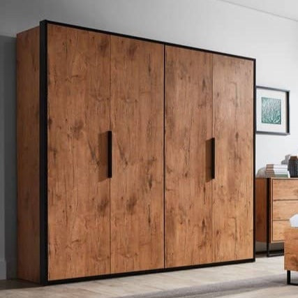 Loft Folding Door Wardrobe 204cm in Lancelot Oak