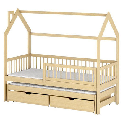 Wooden Single Bed Papi With Trundle