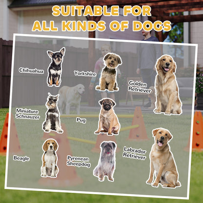PawHut Dog Agility Equipment Set of Six Cones, Six Poles with Carry Bag, Three-Piece Adjustable Height Jumping Obstacles, Orang