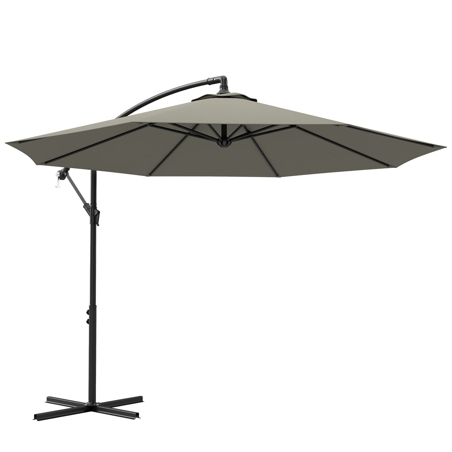 Outsunny 3m parasol wysięgnikowy z podstawą poprzeczną - jasnoszary