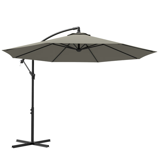 Outsunny 3m parasol wysięgnikowy z podstawą poprzeczną - jasnoszary