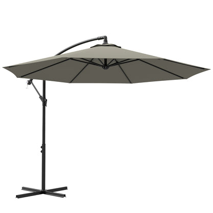 Outsunny 3m parasol wysięgnikowy z podstawą poprzeczną - jasnoszary