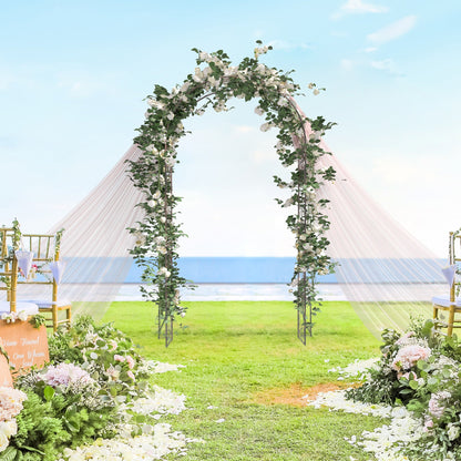 Outsunny Metal Garden Arch Trellis, Decorative Arbour Archway for Walkway Path Ceremony Wedding Party, 120 x 30 x 226cm