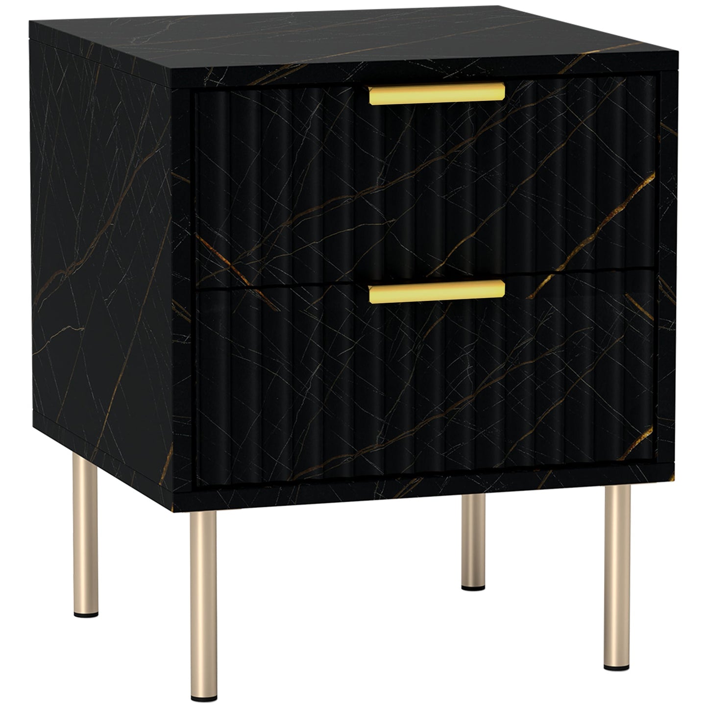 HOMCOM Elegant Two-Drawer Bedside Table - Black
