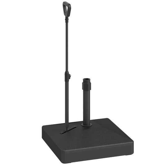 Outsunny Garden Parasol Base z regulowanymi kółkami i uchwytem, ​​Garden Sun Umbrella Base Stand Parasol, Napełniony do 55 kg ze stojakiem, 45 kg z wodą do słupków 35, 38, 48 mm, Czarny