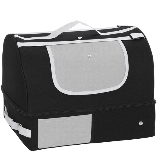 PawHut Portable Cat Litter Box with Zipper & Lid for Travel, Foldable Cat Travel Litter Tray, Black