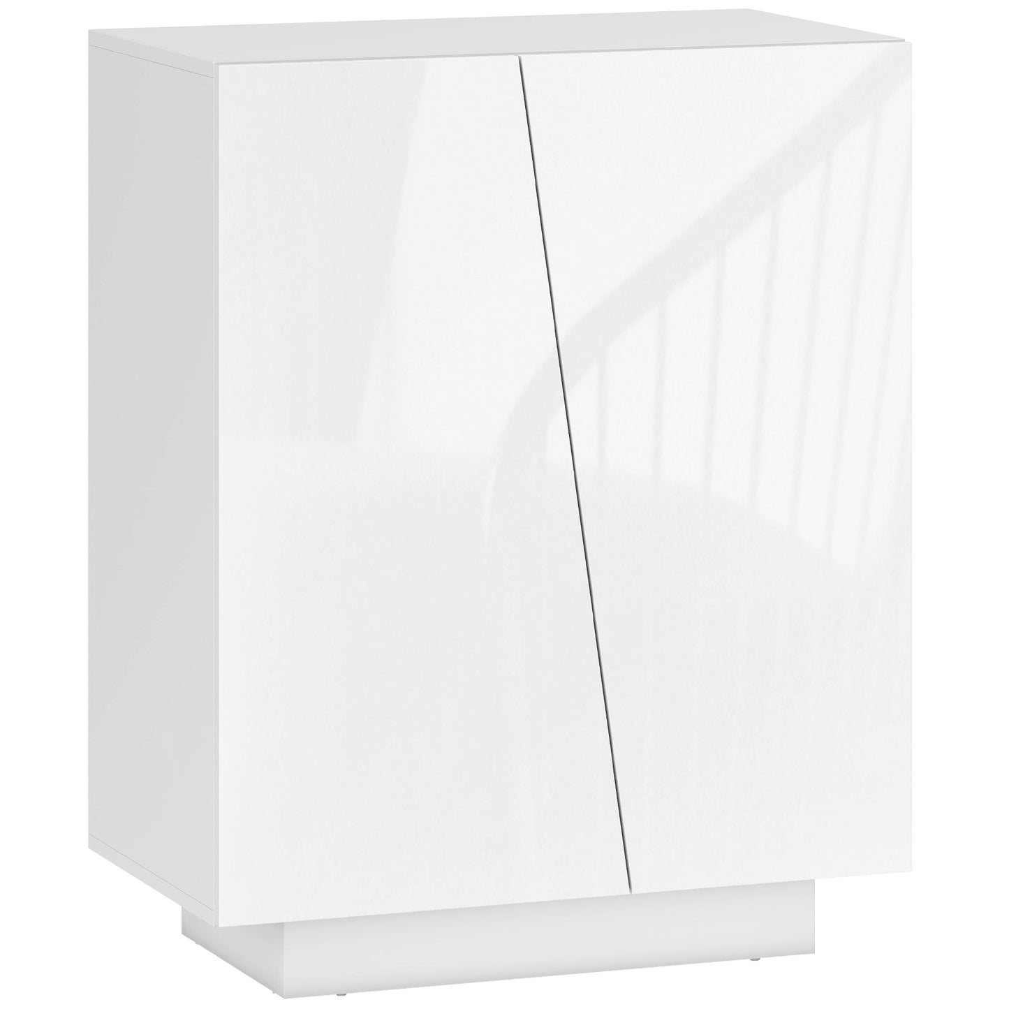 HOMCOM High Gloss Storage Cabinet, Freestanding Storage Cupboard with Adjustable Shelves for Living Room, Bedroom, Hallway, White