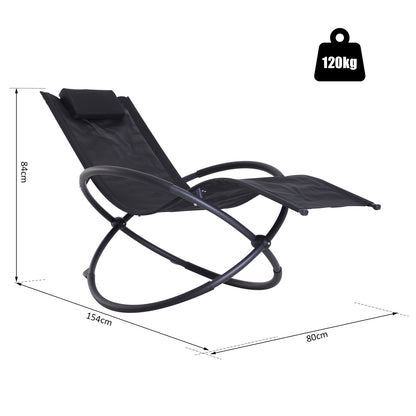 Outsunny Outdoor Orbital Lounger Zero Gravity Patio Chaise składany fotel bujany z poduszką czarny