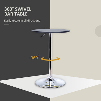 HOMCOM Round Bar Table, 360 Degree Swivel Counter Pub Table with Adjustable Height, for Kitchen, Cafe, Black