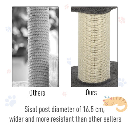 PawHut 81cm Cat Tree Kitten Activity Center Tower Sisal Scratching Posts Lamb Cashmere Perches Grey