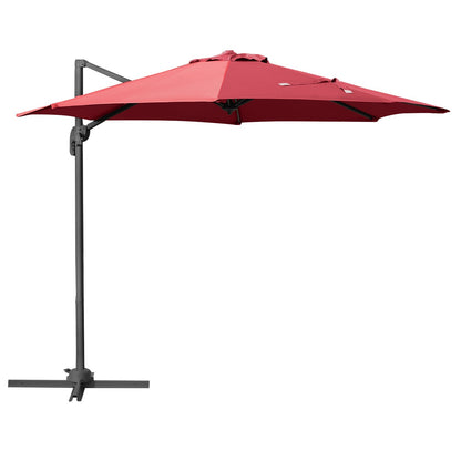 مظلة خارجية من Outsunny Cantilever Roma Parasol Garden Sun Umbrella بدوران 360 درجة مع قاعدة متقاطعة - لون أحمر خمري