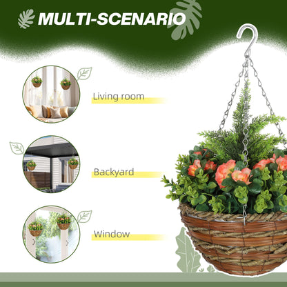 Outsunny Set of Two Hanging Lisianthus Flower Pots - Orange/Green