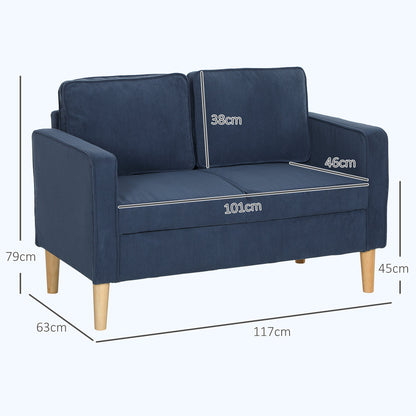 HOMCOM Mała dwuosobowa sofa sztruksowa - niebieska