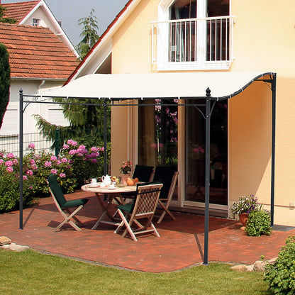 إطار معدني أنيق من Outsunny Pergola Gazebo، مظلة أنيقة مقاومة للطقس ومظلة للشمس والمطر والحديقة في الهواء الطلق 3 × 3 (م)، أبيض كريمي