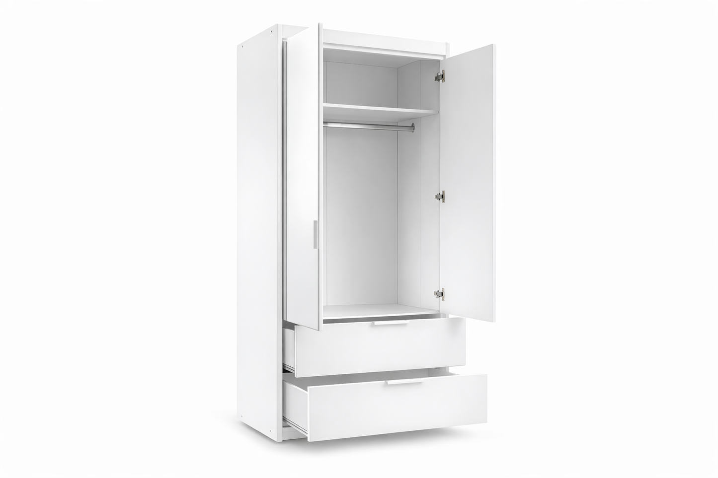 White Mirrored Hinged Door Wardrobe 103cm –  HARTLEY