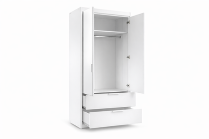 White Mirrored Hinged Door Wardrobe 103cm –  HARTLEY
