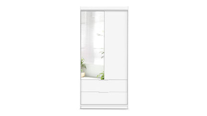 White Mirrored Hinged Door Wardrobe 103cm –  HARTLEY