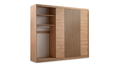 Oak Artisan Mirrored Hinged Sliding Door Wardrobe 250cm –  HARTLEY