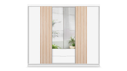 White Mirrored Hinged Sliding Door Wardrobe 250cm –  HARTLEY