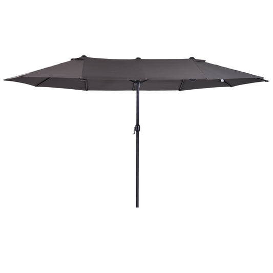 Outsunny 4.6m Garden Parasol Double-Sided Sun Umbrella Patio Market Shelter Canopy Shade Outdoor Grey - NO BASE