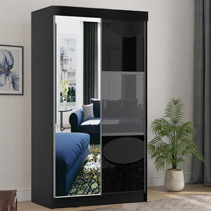 Manhattan Black High Gloss Sliding Door Wardrobe - 120cm,150cm and 200cm