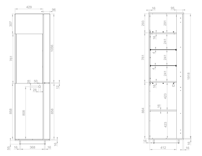 Modico MC-03 Tall Display Cabinet 54cm