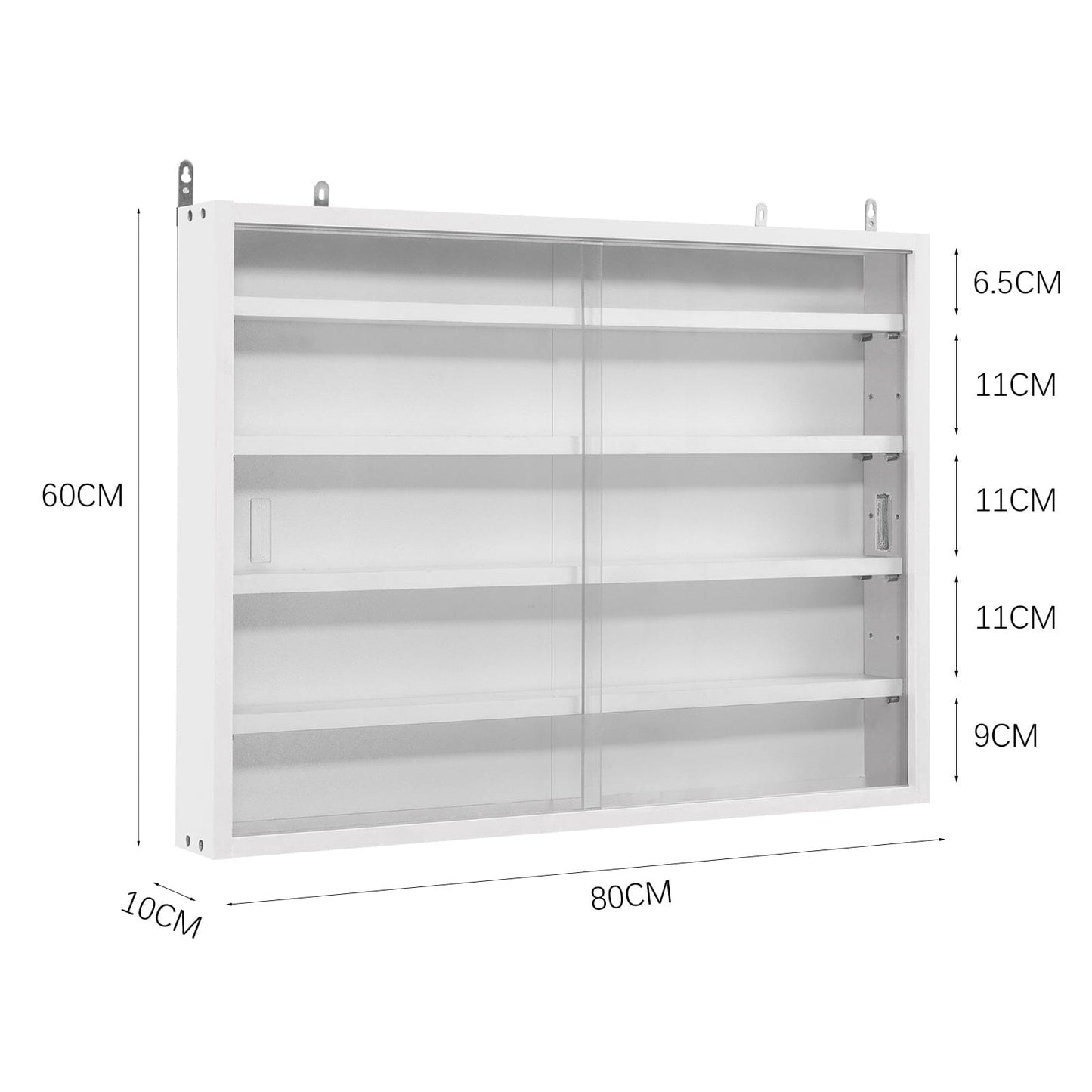 White Wall-Mounted Display Cabinet with Acrylic Front