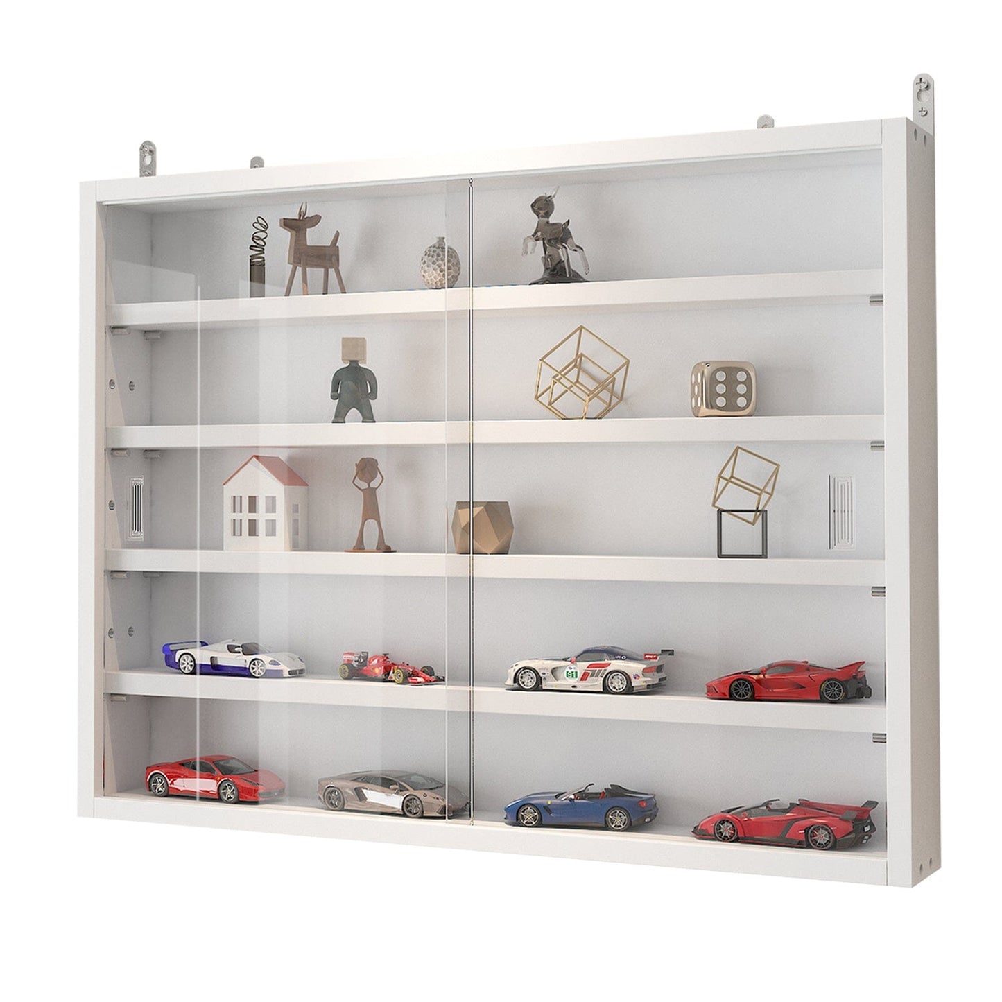 White Wall-Mounted Display Cabinet with Acrylic Front