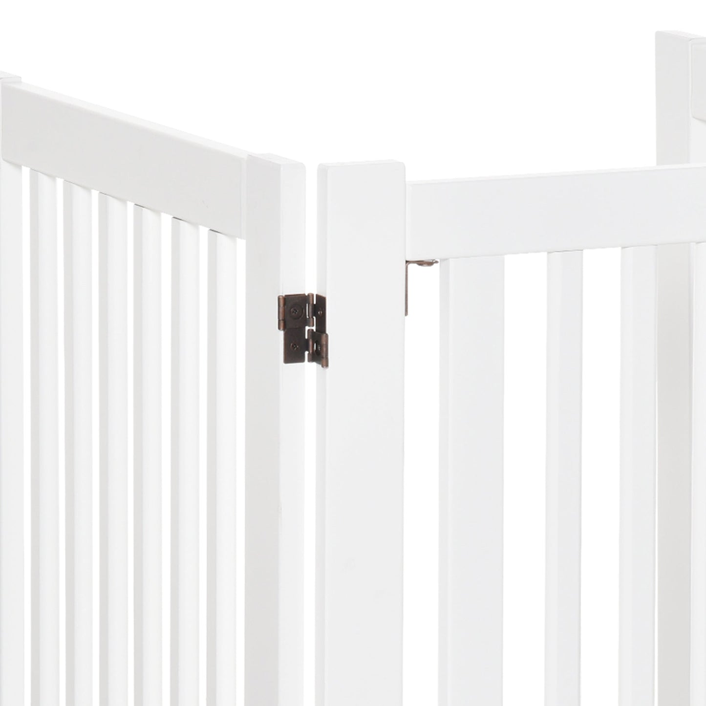 PawHutPet Gates MDF Freestanding Expandable Dog Gate Wood Doorway Pet Barrier Fence w/ Latched Door White