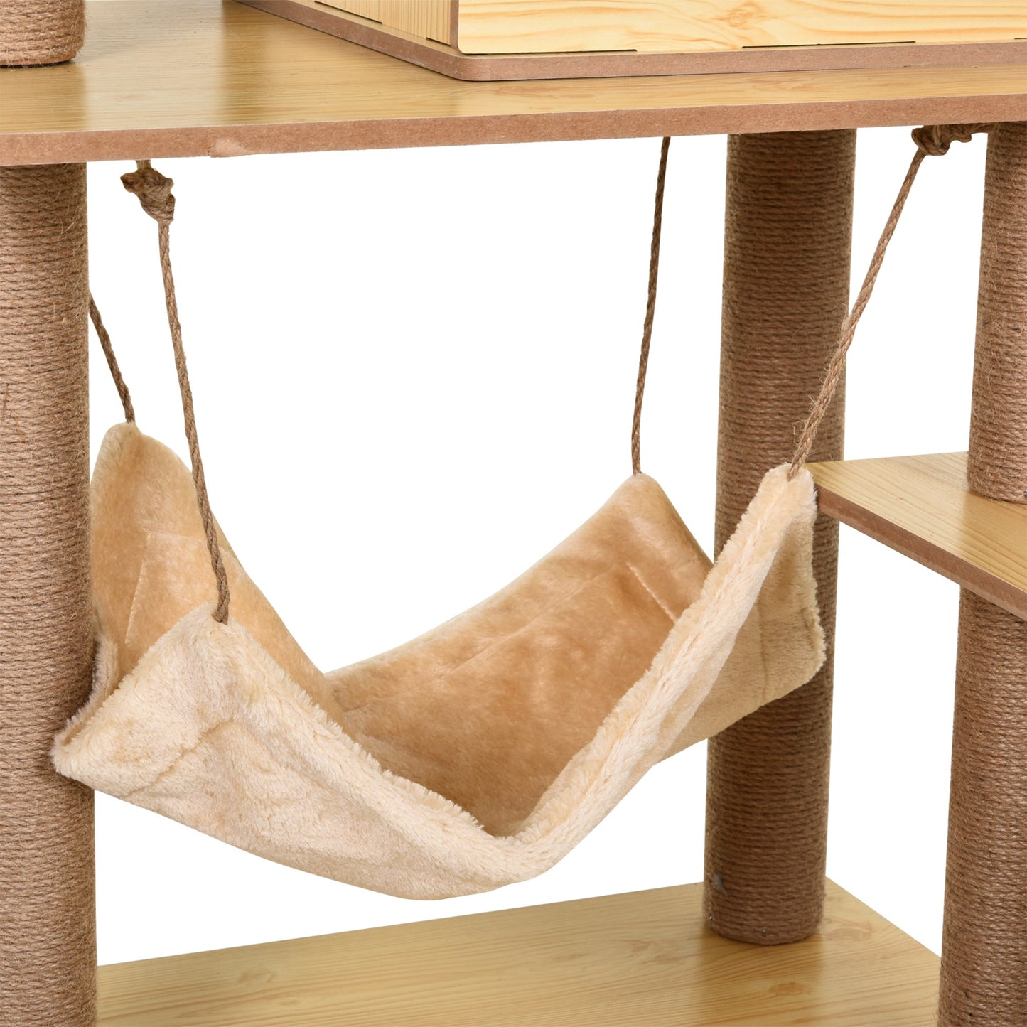 PawHut 130cm Cat Tree for Indoor Cats, Multi-Level Plush Cat Tower, with Five Scratching Posts, Two Perches, Cat House, Hammock