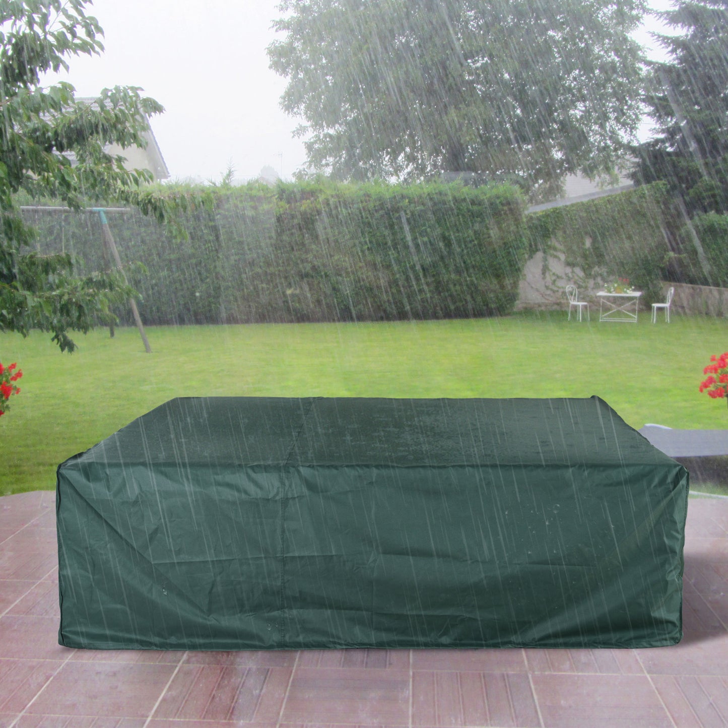 Outsunny Duży zestaw mebli ogrodowych Patio Pokrowiec 600D Oxford Square Wodoodporny, 230 x 230 x 70 cm, Zielony