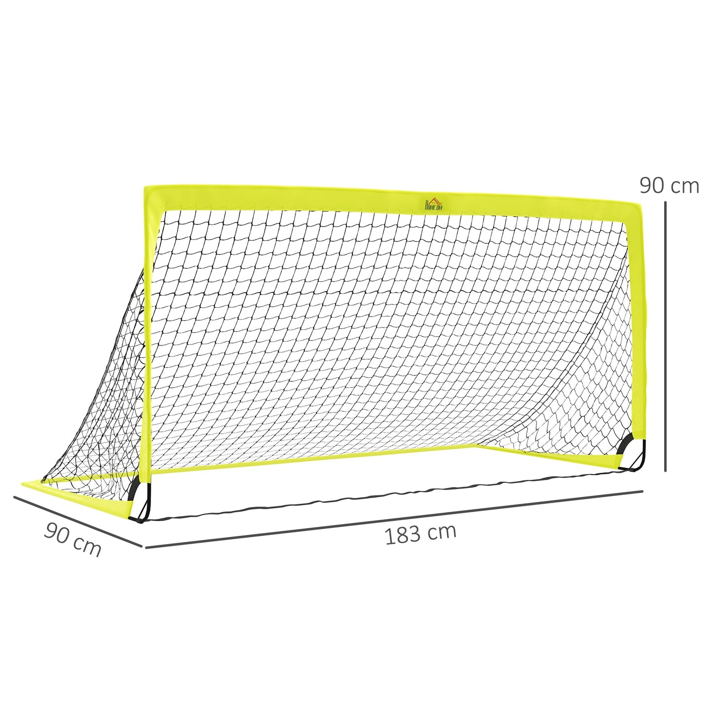 HOMCOM Set of 2 Football Goal Net 6 x 3 ft Foldable Outdoor Sport Training Teens Adults Football with Carrying Bag Yellow