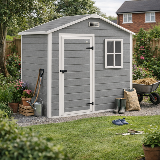 Outsunny Plastic Shed with Floor in Grey, image 2