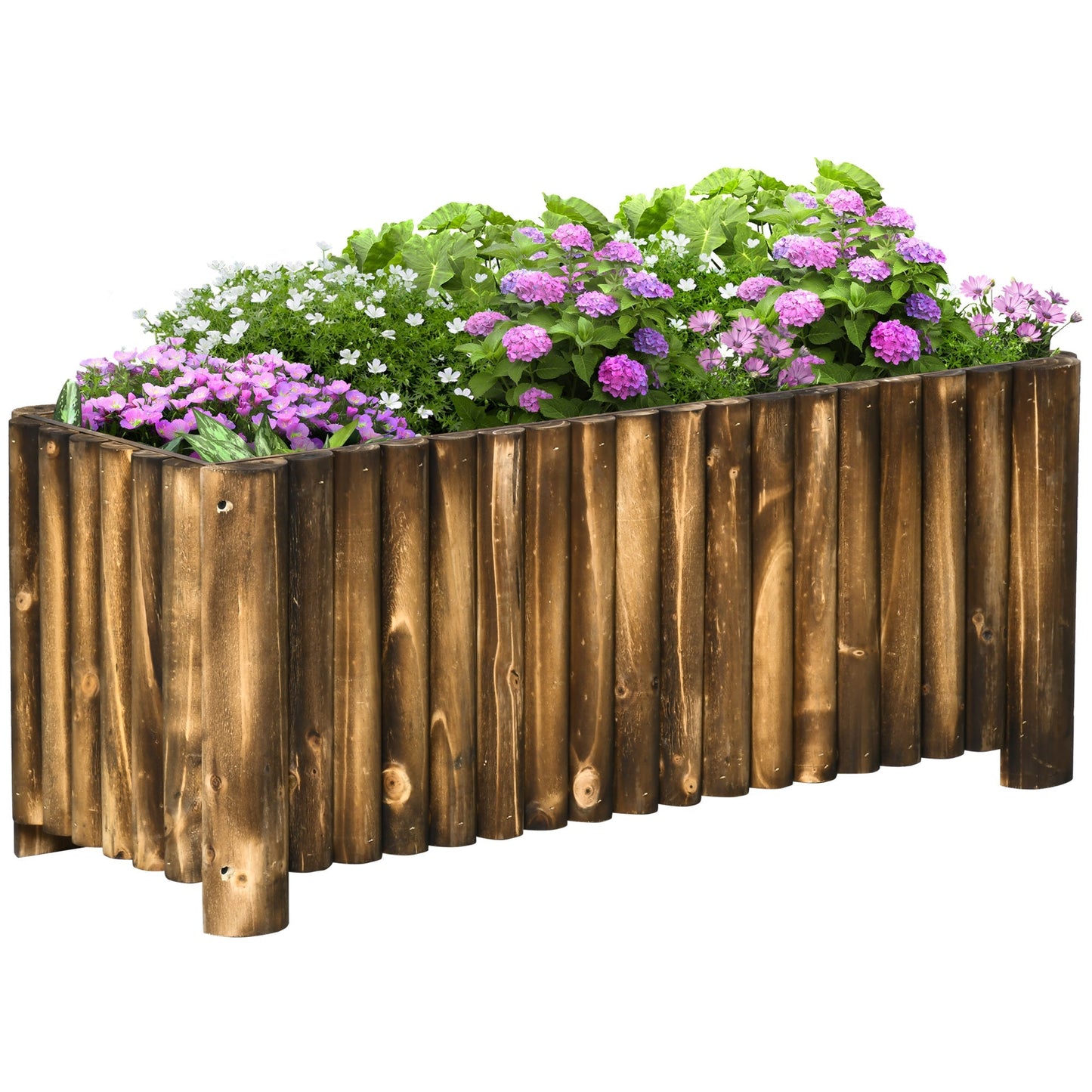 Raised Flower Bed Wooden Rectangualr Planter Container Box Wood 4 Feet