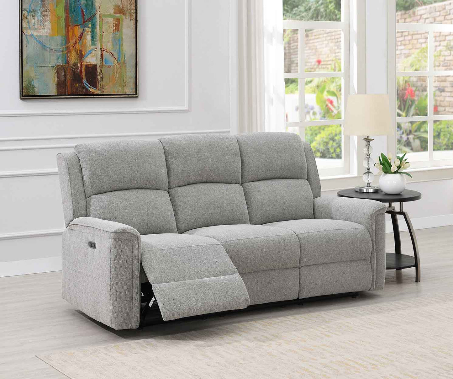 Ashmoor 3 Seater Sofa Light Grey (Power Recliner)