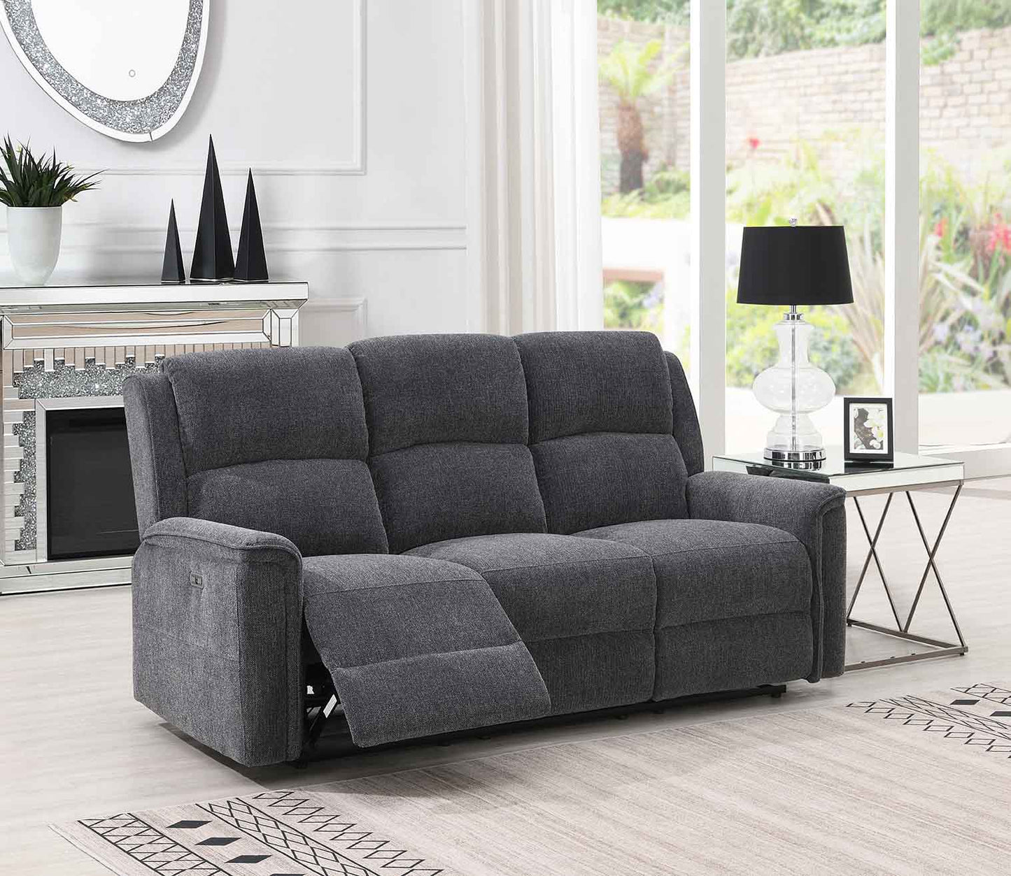 Ashmoor 2 Seater Sofa Dark Grey (Power Recliner)