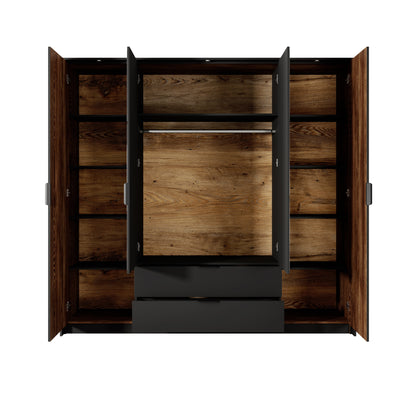 Wardrobe MILTON Oak Chestnut & Anthracite