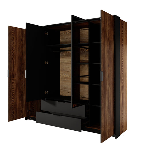 Wardrobe MILTON Oak Chestnut & Anthracite