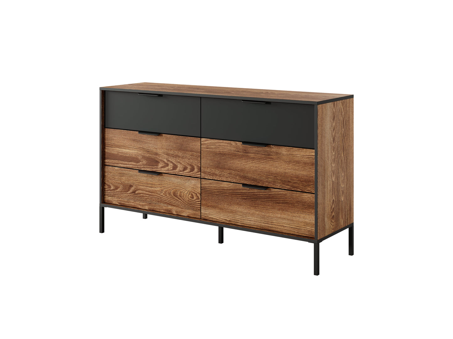 Chest od Drawers 6S MILTON Oak Chestnut & Anthracite