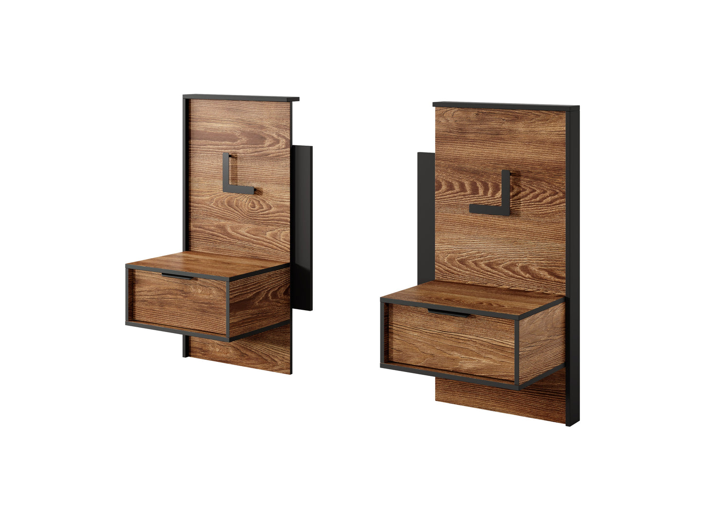 Set of Bedside Tables MILTON Oak Chestnut & Anthracite
