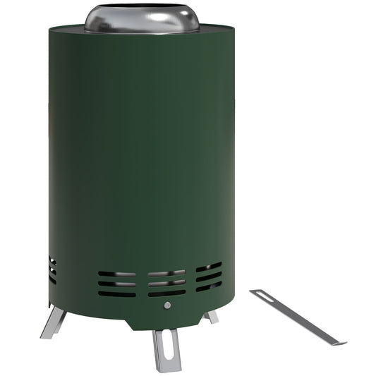 Outsunny Smokeless Fire Pit, 16 x 16 cm Stainless Steel Portable Wood Burning Firepit with Poker, Wood or Pellet Fuelled Tabletop Fire Pit for Garden Camping Bonfire Party, Green