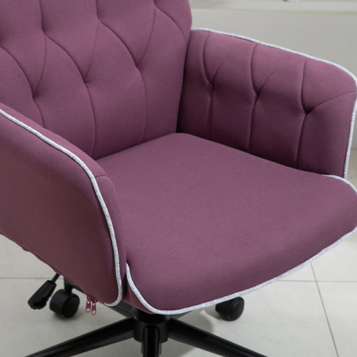 Vinsetto Office Desk Chair, Spandex Fabric Vanity Chair with Adjustable Height, Armrest, Swivel Chair for Home, Purple