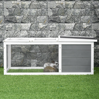 PawHut Rabbit Hutch Guinea Pig Hutch Wooden Small Animal Cage Rabbit Run Duck House with Openable Roof for Indoor Outdoor 115 x 66 x 47.5 cm