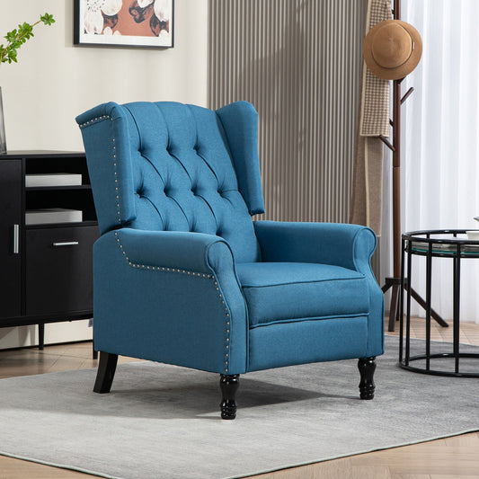 HOMCOM 150¡ Reclining Vintage Armchair, with footrest - Blue