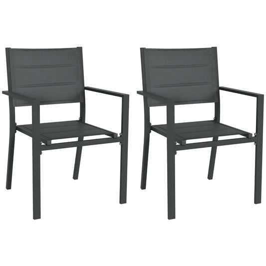 Zestaw dwóch składanych aluminiowych krzeseł ogrodowych Outsunny w kolorze ciemnoszarym