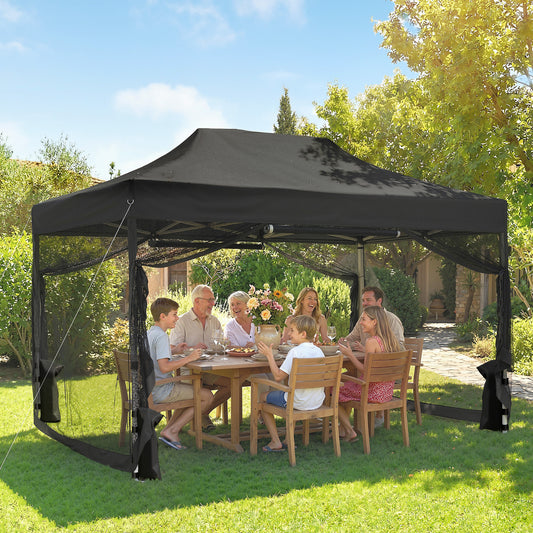 Outsunny Pop Up Gazebo with Mesh Nettings in Black, image 2